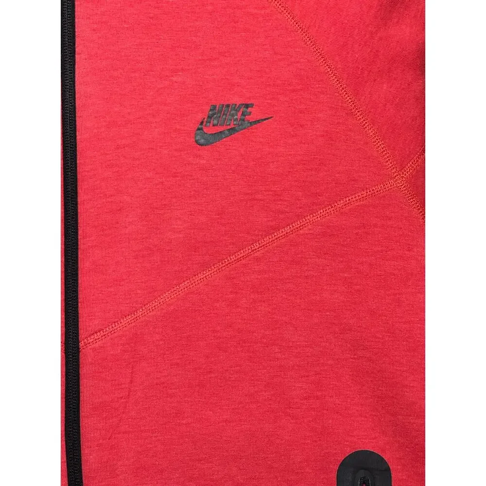 Nike Sportswear Tech Fleece Hoodie Pockets Red Mens Medium